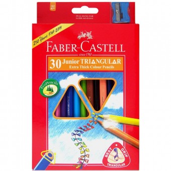 30 Junior Triangular Extra Thick Colour Pencils 