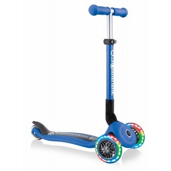Globber - Primo Foldable Fantasy Lights - 3 Wheel Scooter for Toddlers (Navy Blue/Racing)