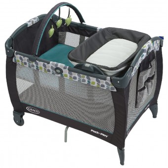 Corralito PNP舒適嬰幼兒安撫遊戲床連雙面尿布更換台 (綠葉)