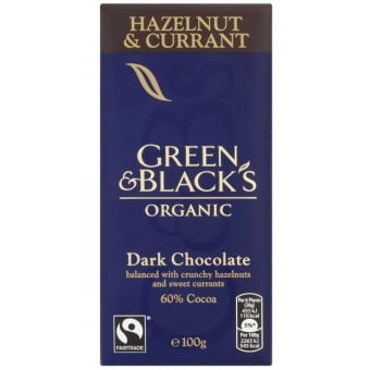 Organic Hazelnut & Currant Dark Chocolate 100g
