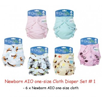 Newborn AIO one-size cloth Diaper Set # 1