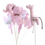 Plush It's a Girl Floral Picks for Baby Showers (Pack of 4) - Pink Stork - GUND - BabyOnline HK