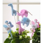 Plush It's a Boy Floral Picks for Baby Showers (四件裝) - 藍色長頸鹿 - GUND - BabyOnline HK