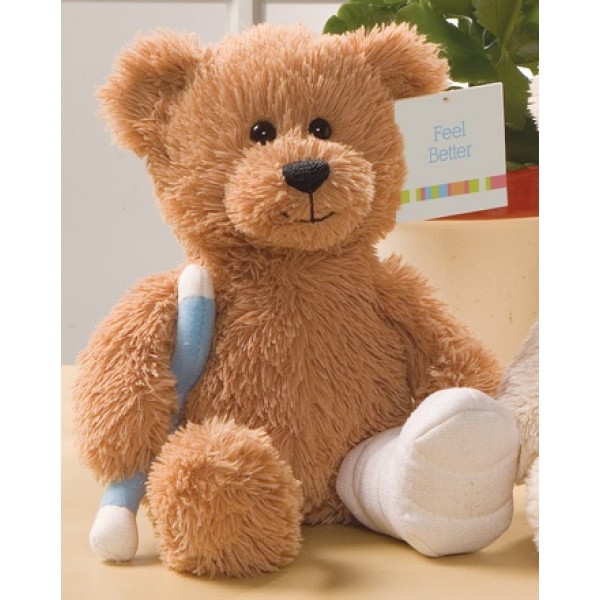 Feel Better Teddy Bear with Leg Cast & Crutch - GUND - BabyOnline HK