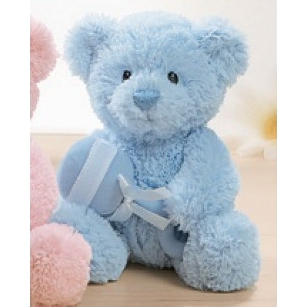 Welcome Little One Blushing Blue Teddy Bear with Rattle - GUND - BabyOnline HK