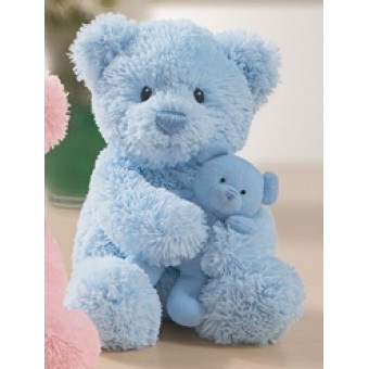 Welcome Little One Cute As a Button Blue Teddy Bear