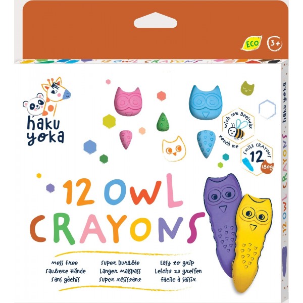 Haku Yoka - Owl Crayons (Pack of 12) - Haku Yoka - BabyOnline HK