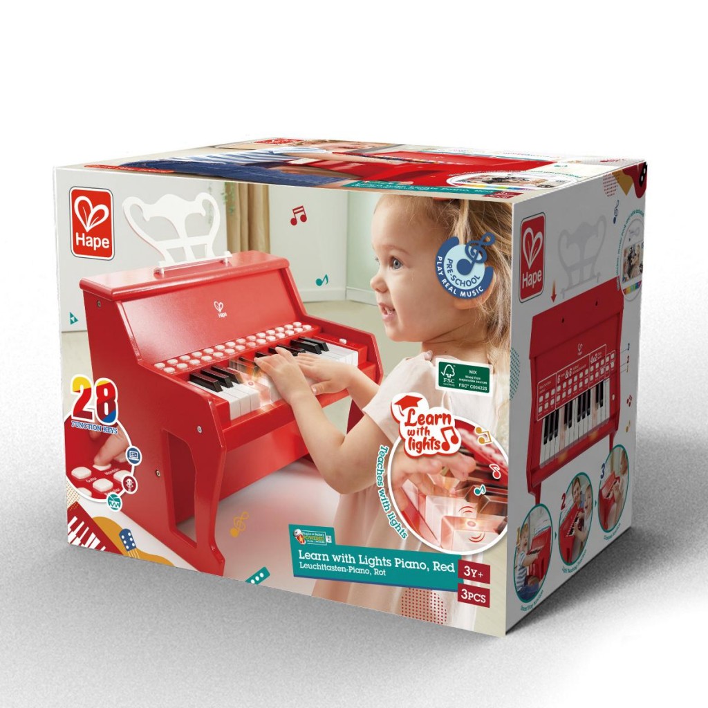 Hape - Learn with Lights Red Piano [E0628] - BabyOnline
