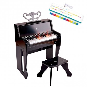 Hape - Learn with Lights Black Piano with Stool [E0629]