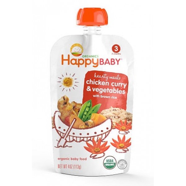 有機嬰兒食品 - 第三階段 (雞肉咖啡蔬菜牛肉糙米) 113g - Happy Baby - BabyOnline HK