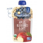 Organic Apples, Blueberries & Oats 113g - Happy Baby - BabyOnline HK