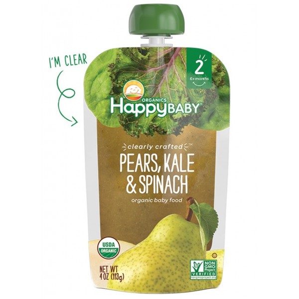 Organic Pears, Kale & Spinach 113g - Happy Baby - BabyOnline HK