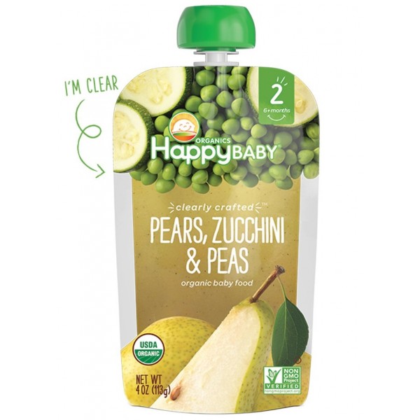 Organic Pears, Zucchini & Peas 113g - Happy Baby - BabyOnline HK