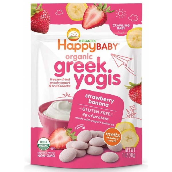 Organic Greek Yogis - Yogurt & Fruits Snacks (Strawberry Banana) - Happy Baby - BabyOnline HK