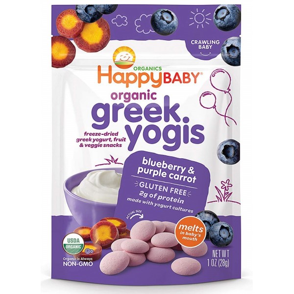 Organic Greek Yogis - Yogurt & Fruits Snacks (Blueberry & Purple Carrot) - Happy Baby - BabyOnline HK