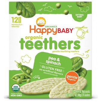 Organic Teething Wafers - Pea & Spinach (12 packs)