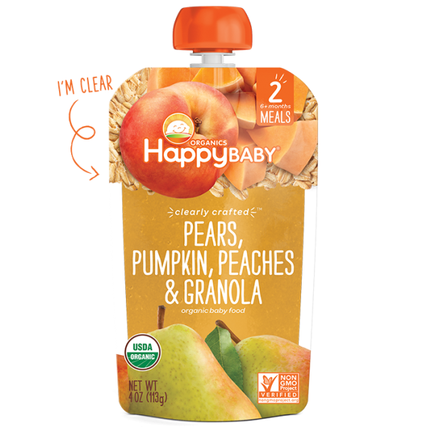 Organic Pears, Pumpkin, Peaches & Granola 113g - Happy Baby - BabyOnline HK