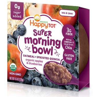 Organic Super Morning Bowl - Oatmeal + Quinoa (Apples & Blueberries) 128g
