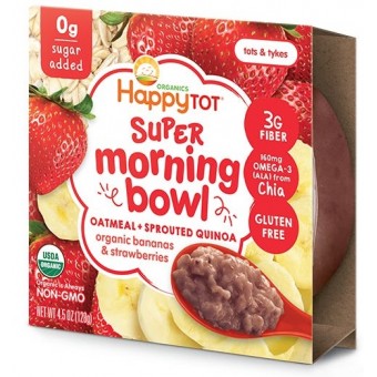 Organic Super Morning Bowl - Oatmeal + Quinoa (Banana & Strawberries) 128g