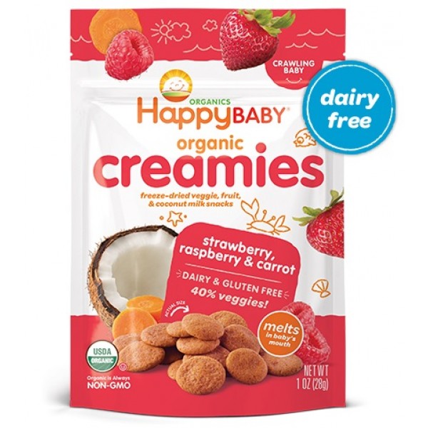Happy Creamies - Strawberry, Raspberry & Carrot 28g - Happy Baby - BabyOnline HK