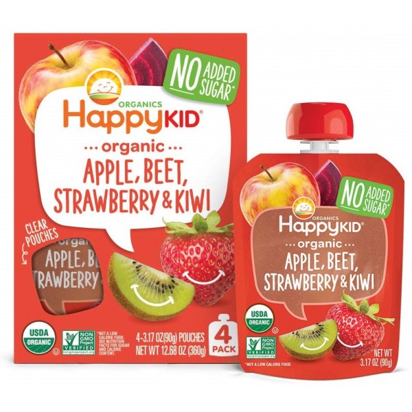 Organic - Apple, Beet, Strawberry & Kiwi 90g [Pack of 4] - Happy Baby - BabyOnline HK