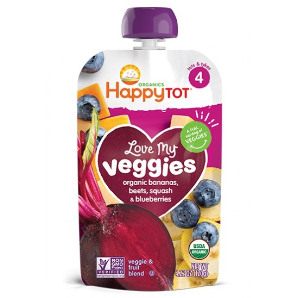 Love My Veggies - Organic Bananas, Beets, Squash & Blueberries 120g - Happy Baby - BabyOnline HK