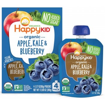 Happy Kid - Organic Apple, Kale & Blueberry 90g [Pack of 4]  