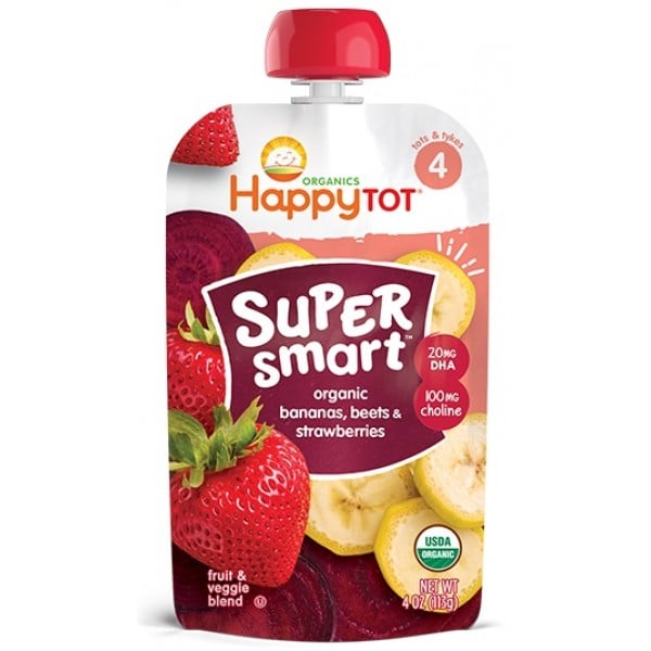 Super Smart - Organic Bananas, Beets & Strawberries 113g - Happy Baby - BabyOnline HK