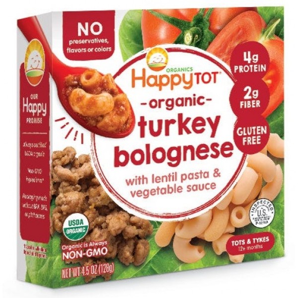 Organic Pasta Bowl - Turkey Bolognese with Lentil Pasta 128g - Happy Baby - BabyOnline HK