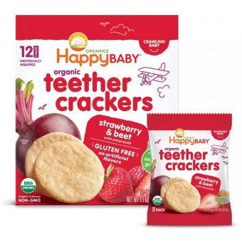 Organic Teether Crackers - Strawberry & Beet (12 packs)