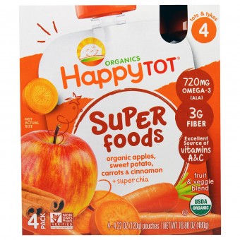 Organic Apples, Sweet Potato, Carrots, Cinnamon + Super Chia 120g [Pack of 4]