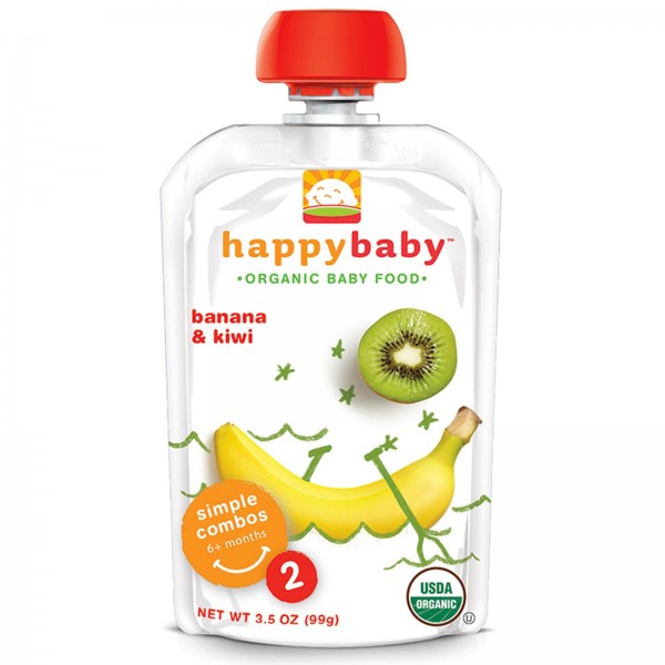 有機嬰兒食品 - 第二階段 (香蕉、奇異果) 99g - Happy Baby - BabyOnline HK