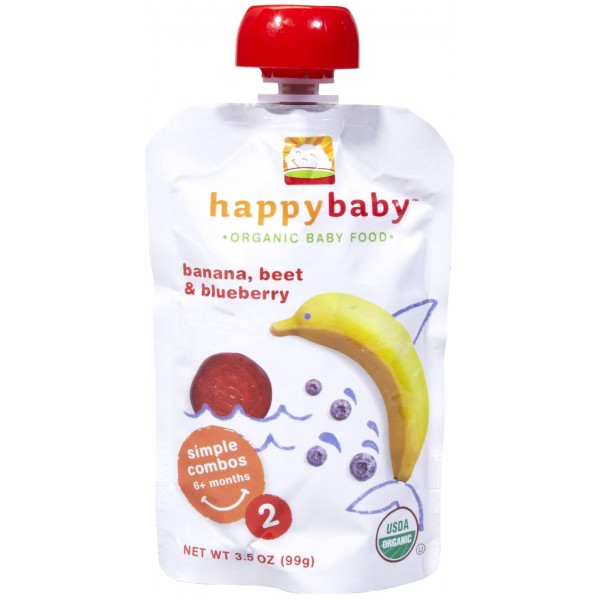 有機嬰兒食品 - 第二階段 (香蕉、紅菜頭、藍莓) 99g - Happy Baby - BabyOnline HK
