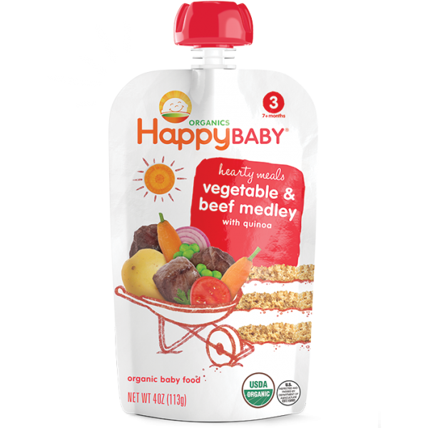 有機嬰兒食品 - 第三階段 (蔬菜牛肉藜麥) 113g - Happy Baby - BabyOnline HK