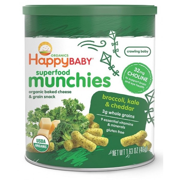 Superfood Munchies - Organic Broccoli, Kale & Cheddar 46g - Happy Baby - BabyOnline HK