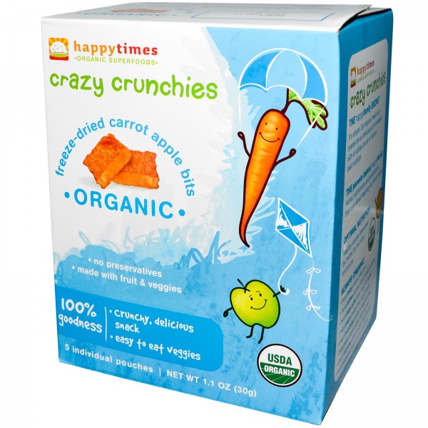 Crazy Crunchies - Organic Freeze-Dried Carrot Apple Bits (5 packs) - Happy Baby - BabyOnline HK