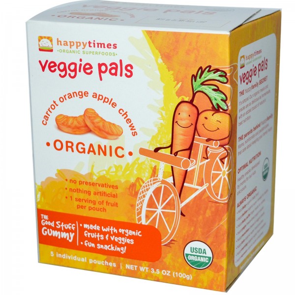 Veggie Pals Carrot Orange Apple Chews (5 packs) - Happy Baby - BabyOnline HK