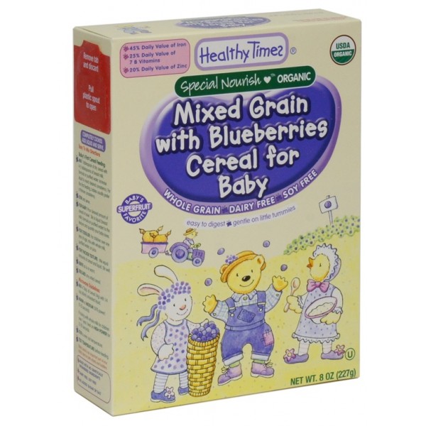 Organic Mixed Grain with Blueberries Cereal 227g [Best Before 13/1/2016] - Healthy Times - BabyOnline HK