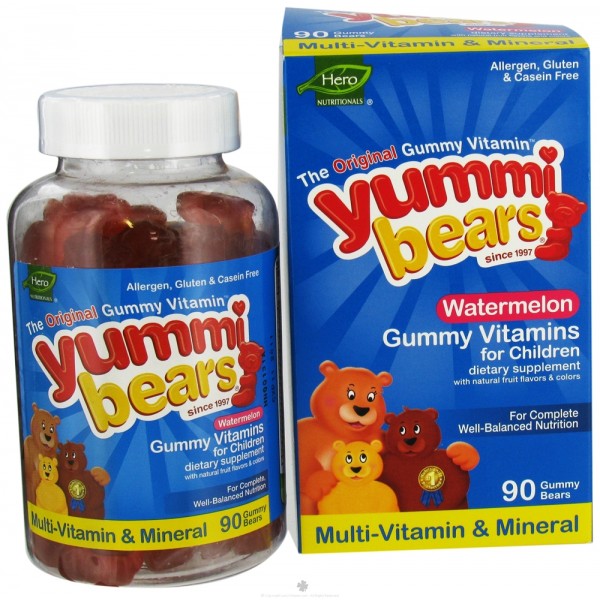 Yummi Bears - 兒童維他命礦物質軟糖 - 西瓜味 (90隻小熊) - Hero Nutritional - BabyOnline HK