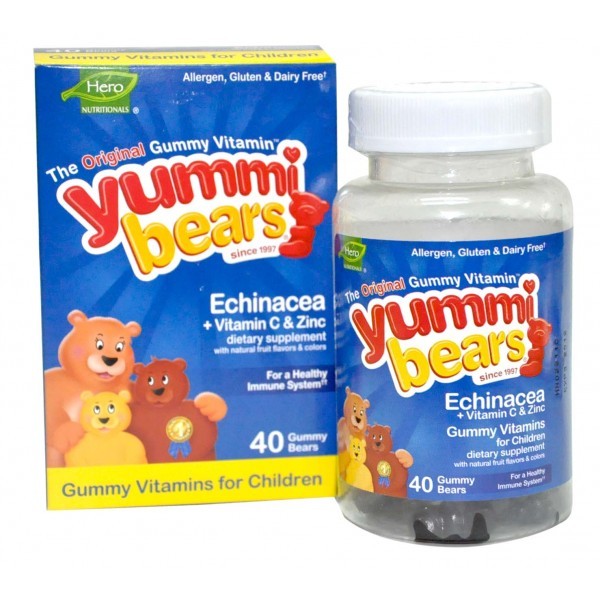 Yummi Bears - Echinacea + Vitamin C & Zinc - 40 gummy bears - Hero Nutritional - BabyOnline HK