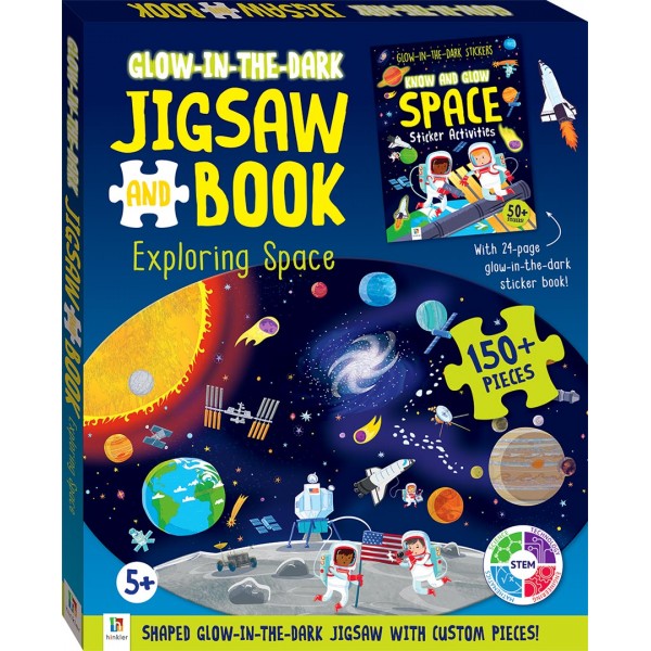 Glow-in-the-dark Jigsaw and Book: Exploring Space - Hinkler - BabyOnline HK