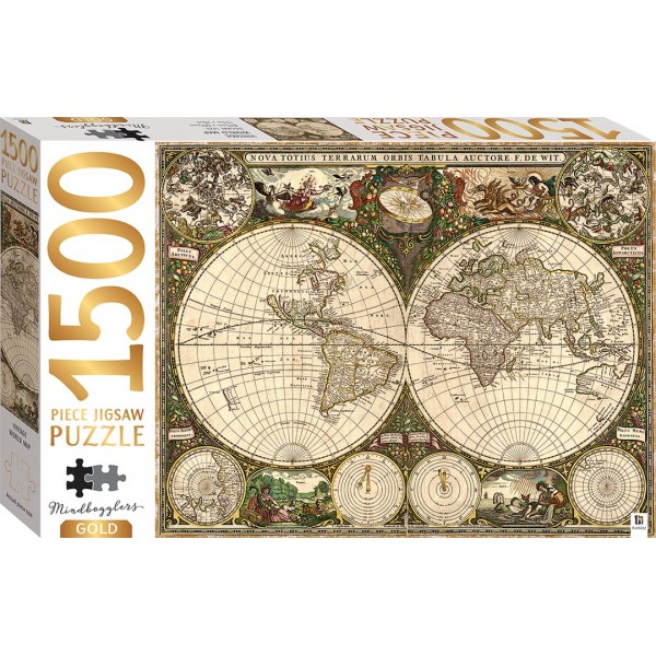 Mindbloggers Gold Jigsaw Puzzle: Vintage World Map (1500 pcs) - Hinkler - BabyOnline HK