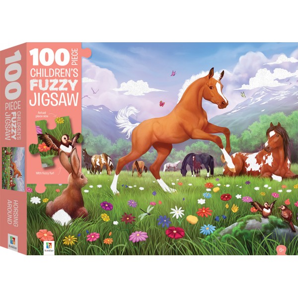 Children's Fuzzy Jigsaw Puzzle: Horsing Around (100 pcs) - Hinkler - BabyOnline HK