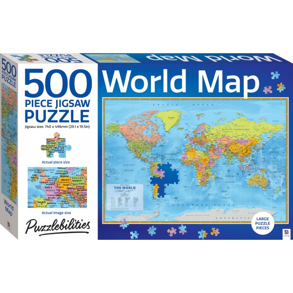 Puzzlebilities Jigsaw Puzzle: World Map (500 pcs) - Hinkler - BabyOnline HK