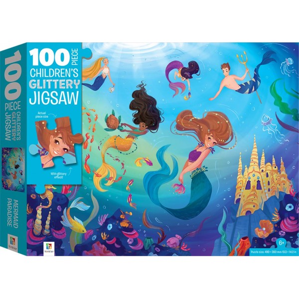 Children's Glittery Jigsaw Puzzle: Mermaid Paradise (100 pcs) - Hinkler - BabyOnline HK