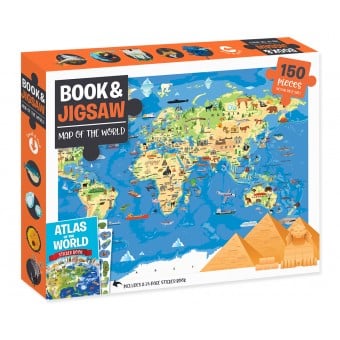 Book & Jigsaw Puzzle - Map of the World (150 pcs)