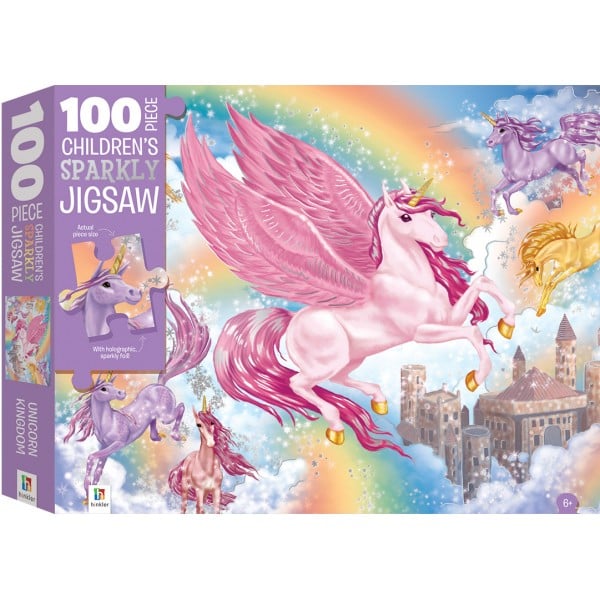 Children's Sparking Jigsaw Puzzle: Unicorn Kingdom (100 pcs) - Hinkler - BabyOnline HK