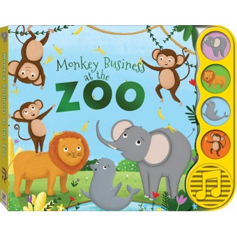 First Steps Board Book with Sound - Monkey Business at the Zoo