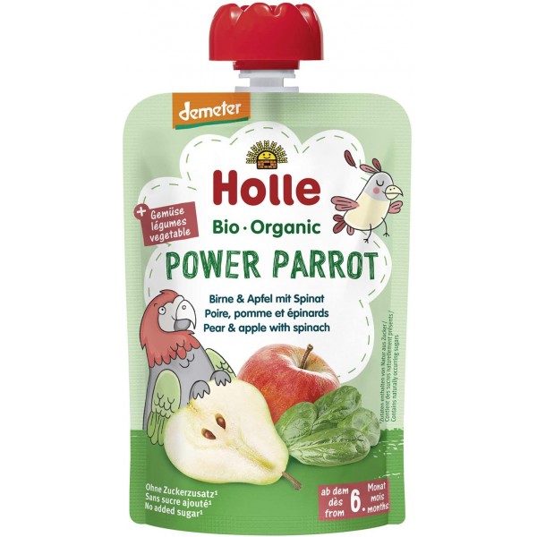 Power Parrot - Organic Pear, Apple with Spinach 100g - Holle - BabyOnline HK