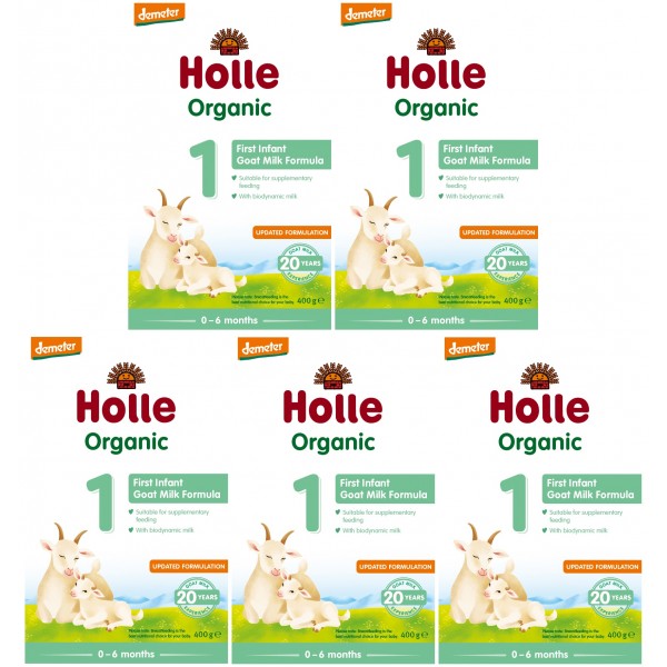 Holle - Organic Infant Goat Milk # 1 with DHA (400g) - 5 boxes - Holle